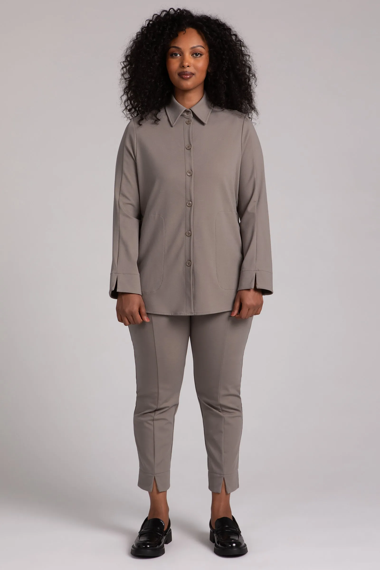 Ponte Hepburn Shacket | Taupe