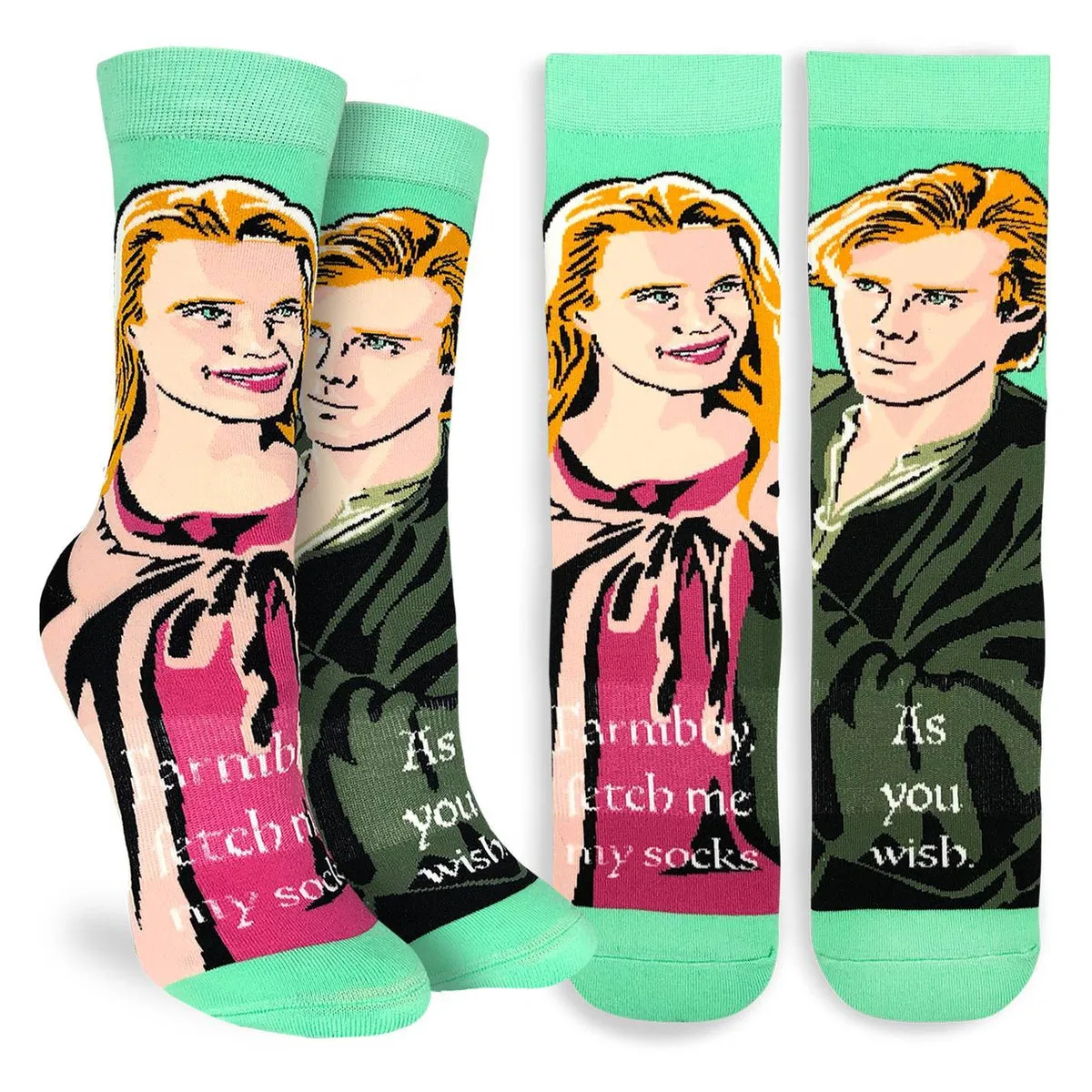 "Buttercup & Westley" Crew Socks by Good Luck Sock - Medium