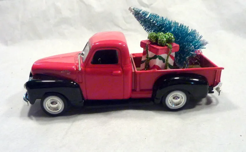 Red metal Truck decorations, Christmas Truck decorations, Farmhouse truck decor