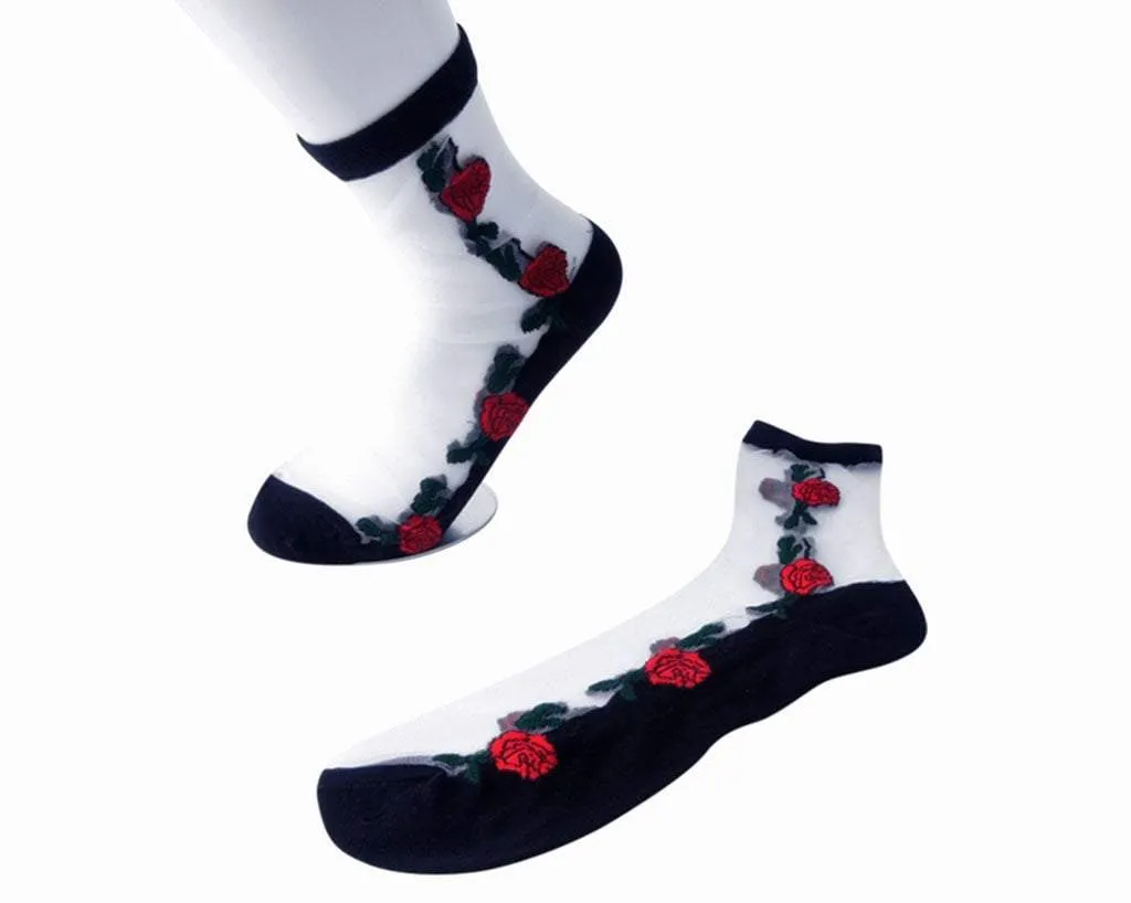 Red Rose Sheer Sock