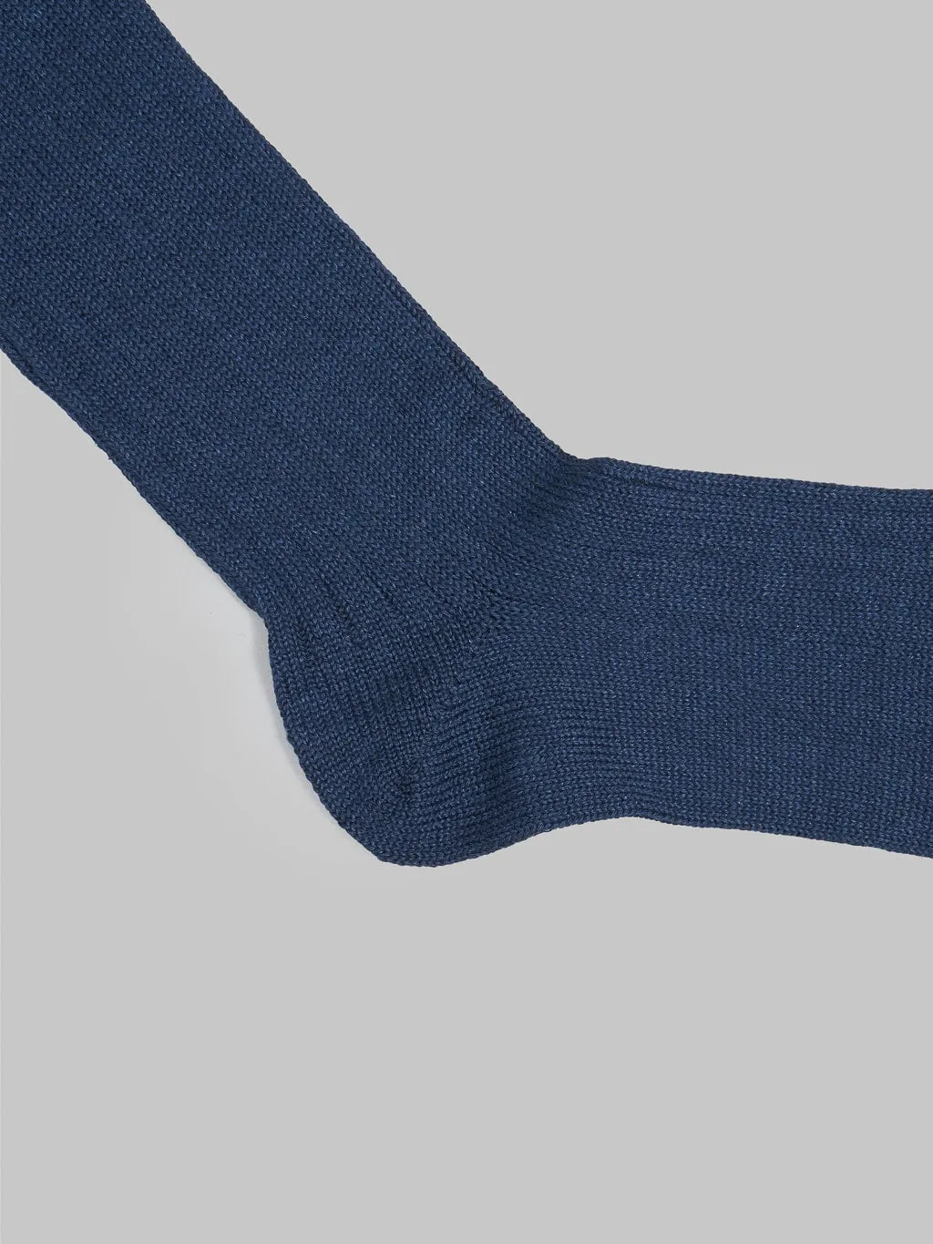 ROTOTO Linen Cotton Ribbed Crew Socks Navy