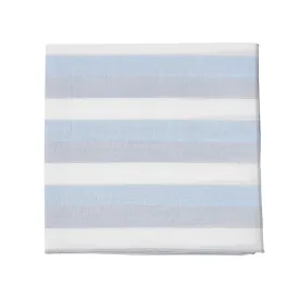 Simonnot Godard White Blue & Grey Striped Cotton Pocket Square