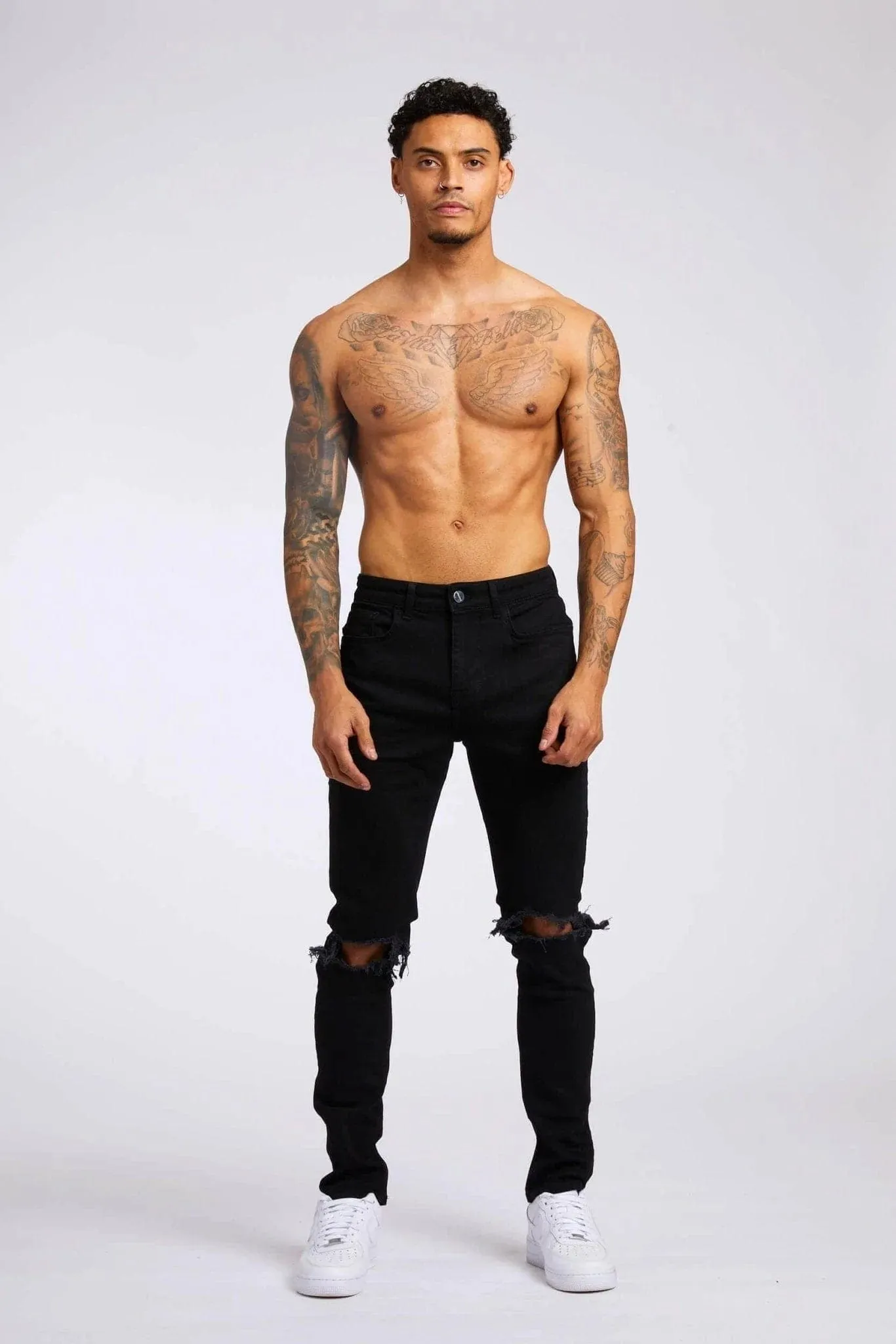 SLIM FIT JEANS 1.0 - BLACK DESTROYED KNEE