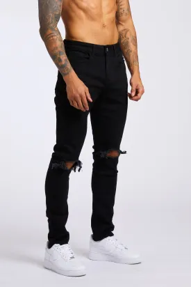 SLIM FIT JEANS 1.0 - BLACK DESTROYED KNEE