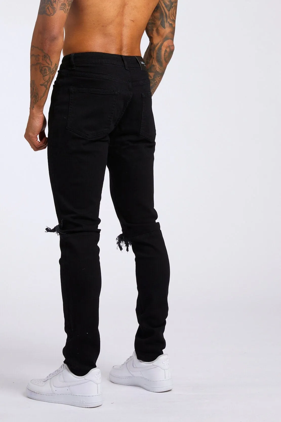 SLIM FIT JEANS 1.0 - BLACK DESTROYED KNEE