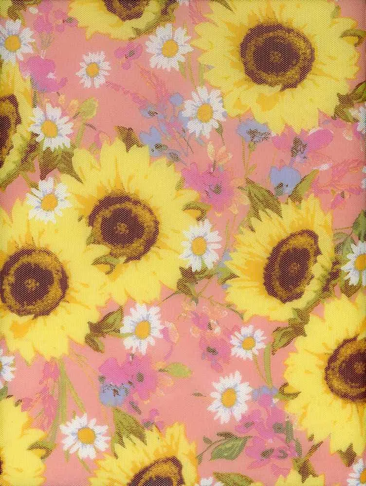 SOFT POLYESTER MESH SUNFLOWER FLORAL NFF210709-005