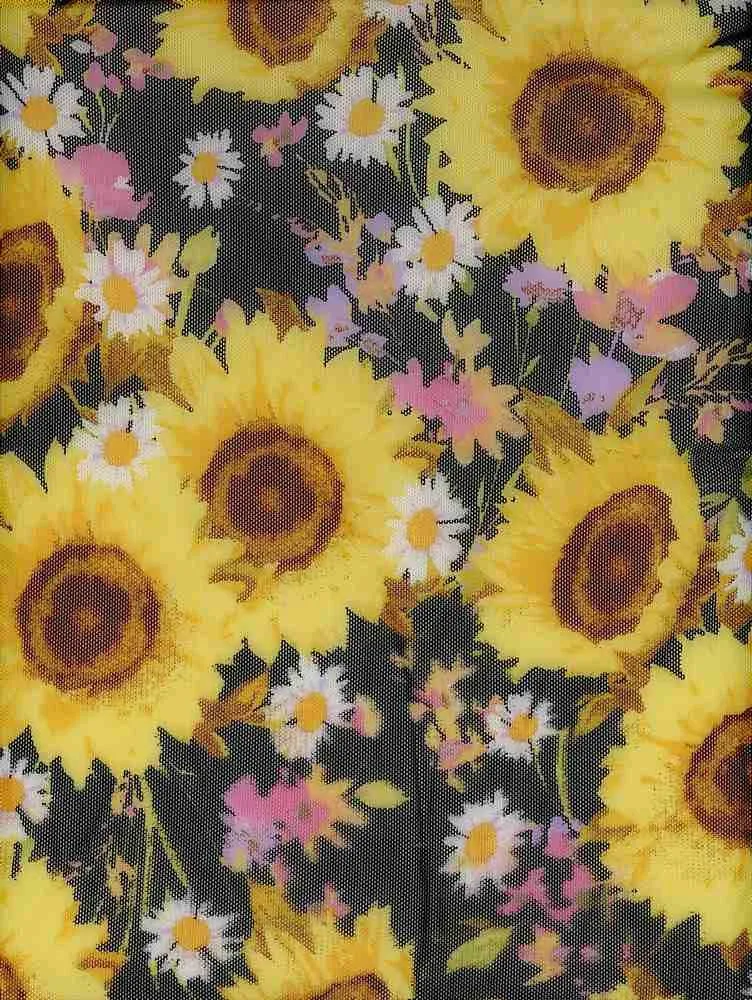 SOFT POLYESTER MESH SUNFLOWER FLORAL NFF210709-005