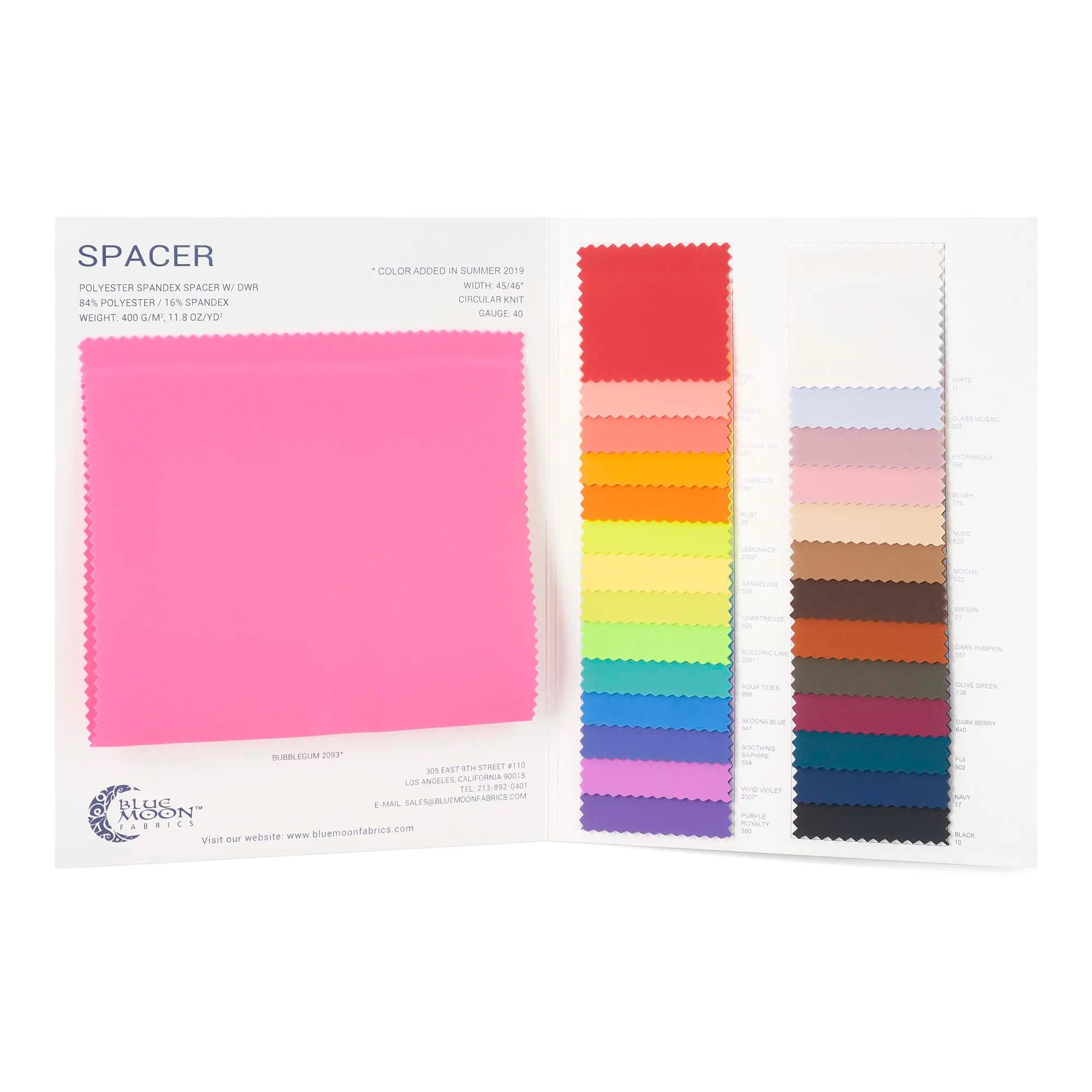 Spacer Scuba Knit Color Card | Blue Moon Fabrics