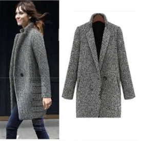 Spring Autumn Coat Women Wool Blend Coat Single Button Pocket Oversize Long Trench Coat Outerwear Wool Coat For Women