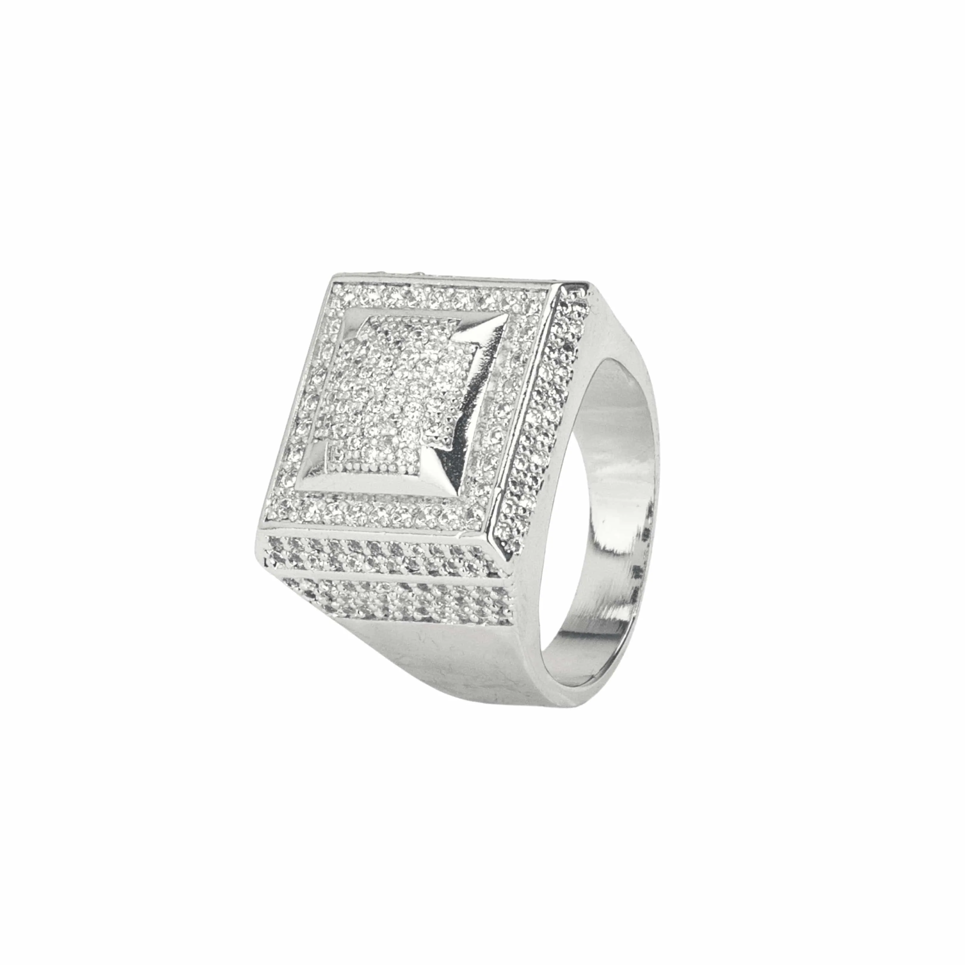 Square Paved Ring - White Gold