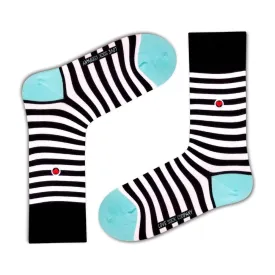 Striped Patterned Fun Crew Socks for Women Simplicity Socks Black (W)