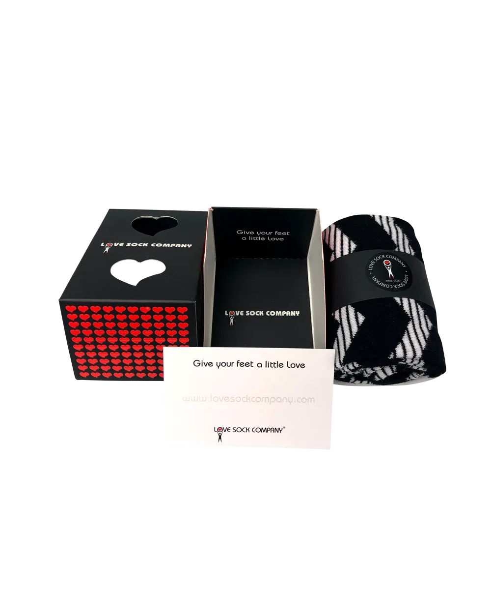 Striped Socks Black White Box