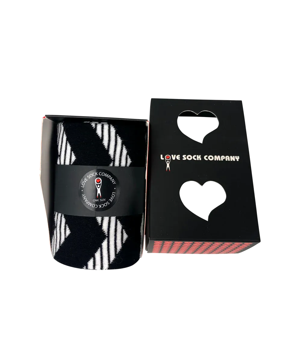 Striped Socks Black White Box