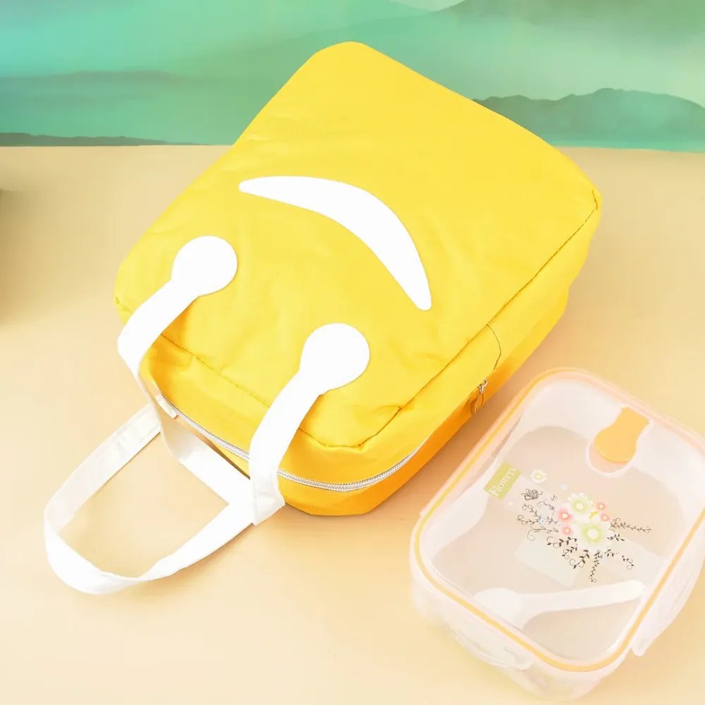 Stylish and elegant smiley lunch bag .