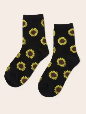 Sunflower Pattern Socks