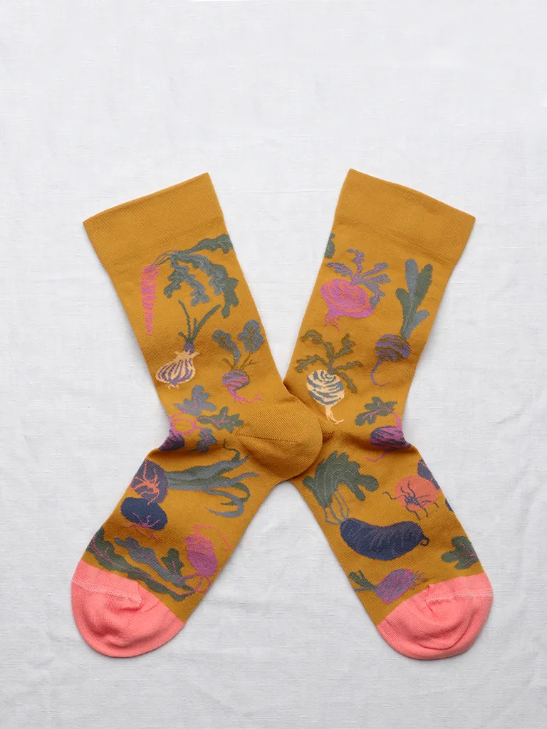 Tumeric Floral Plant Socks