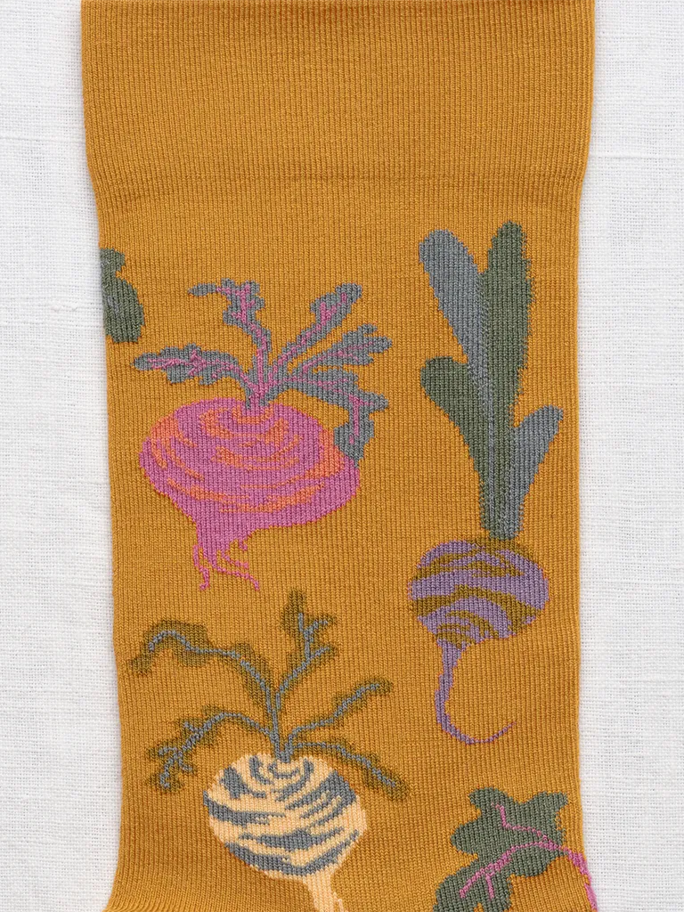 Tumeric Floral Plant Socks