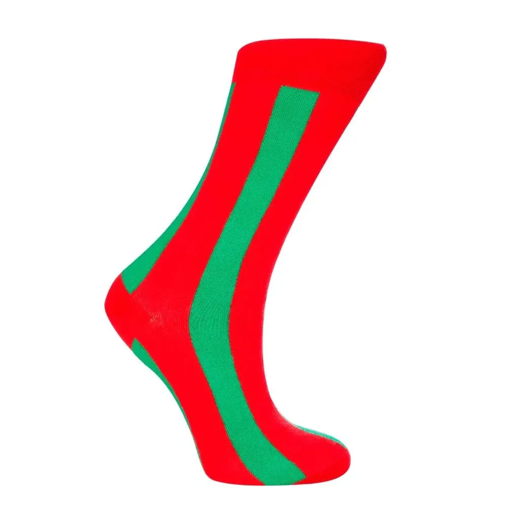 Vertical Striped Red Socks (W)