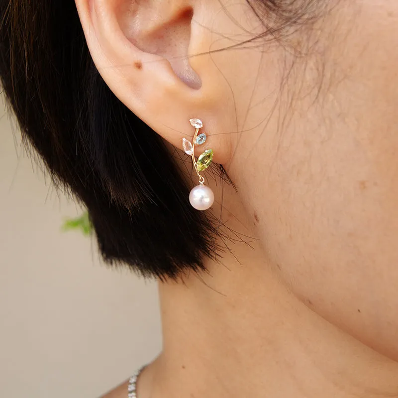 Vine & Akoya Pearl Studs