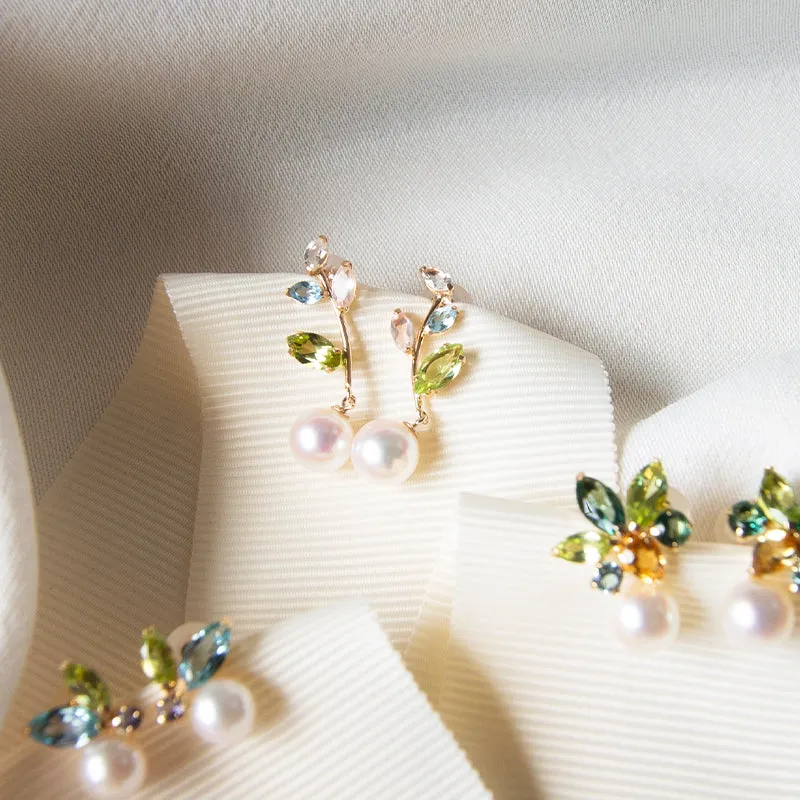 Vine & Akoya Pearl Studs