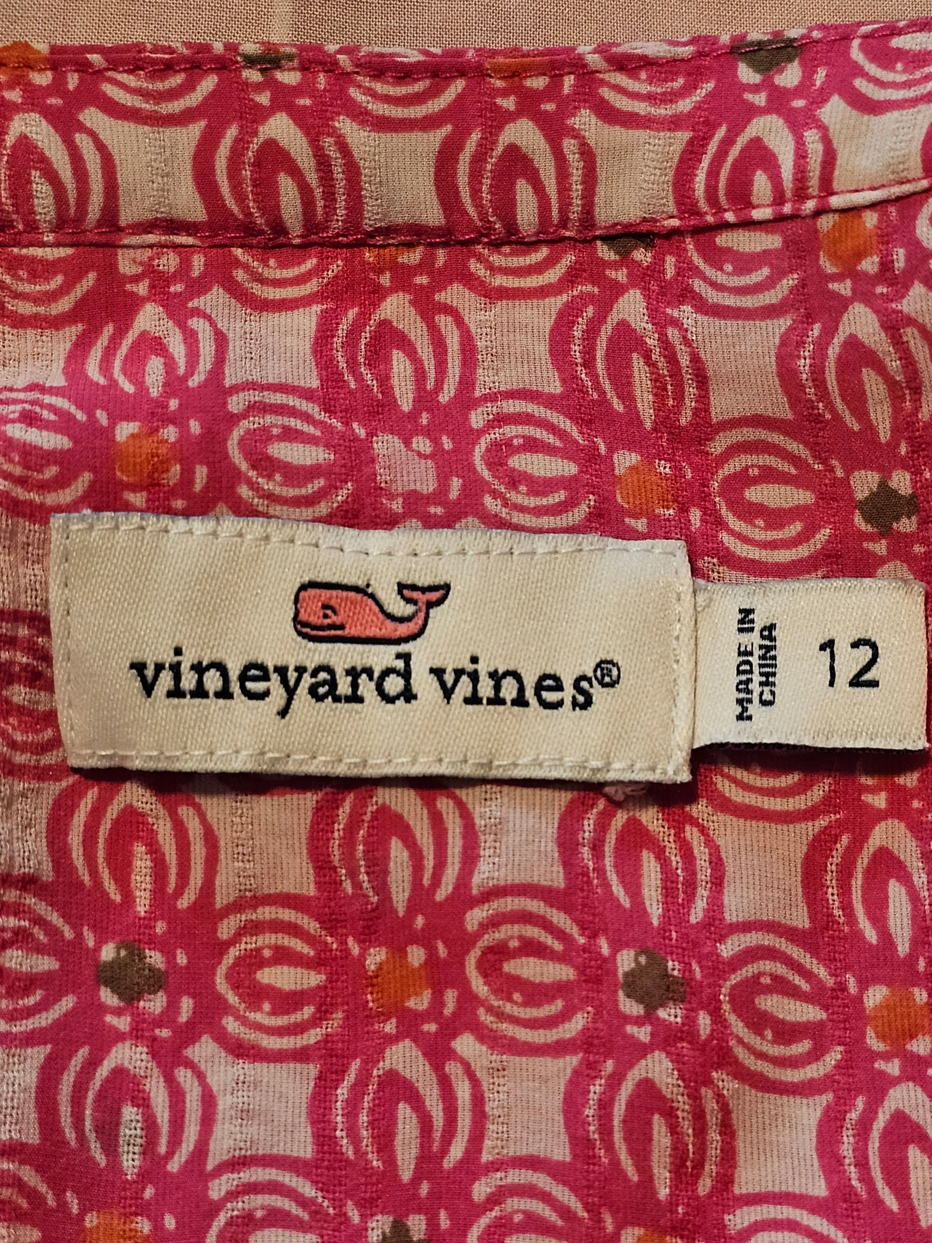 Vineyard Vines Embellished Lined 100% Silk light pink Shift Dress Size 12