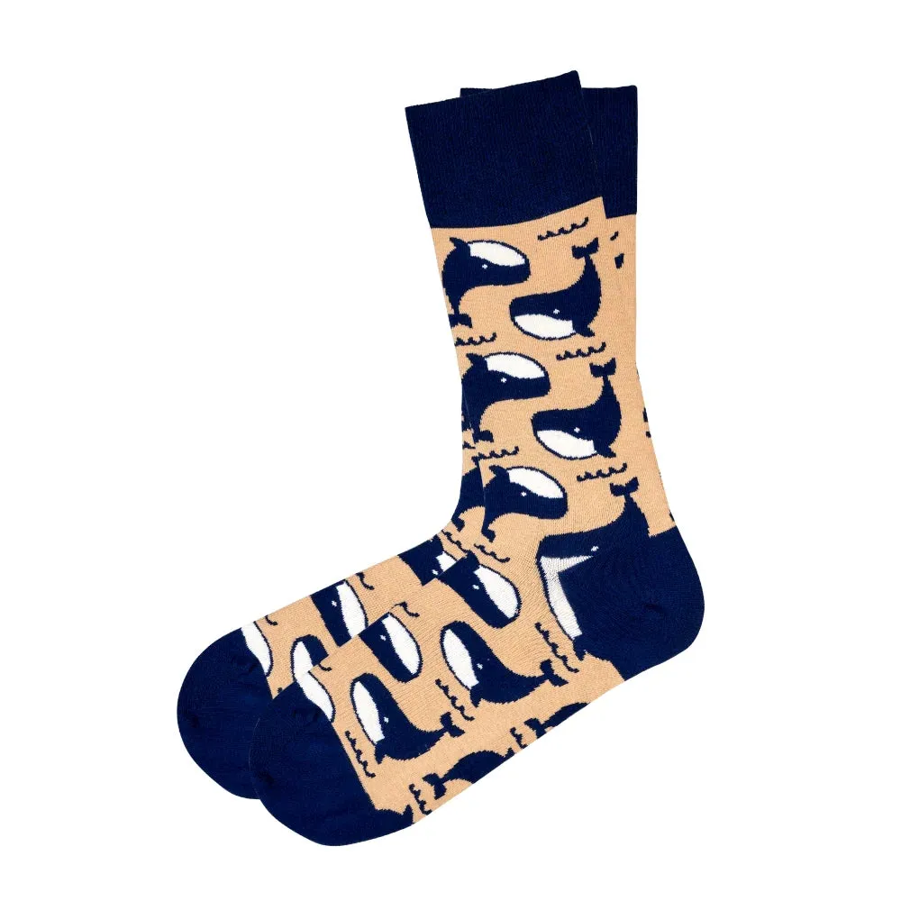 Whale Novelty Socks Beige (Unisex)