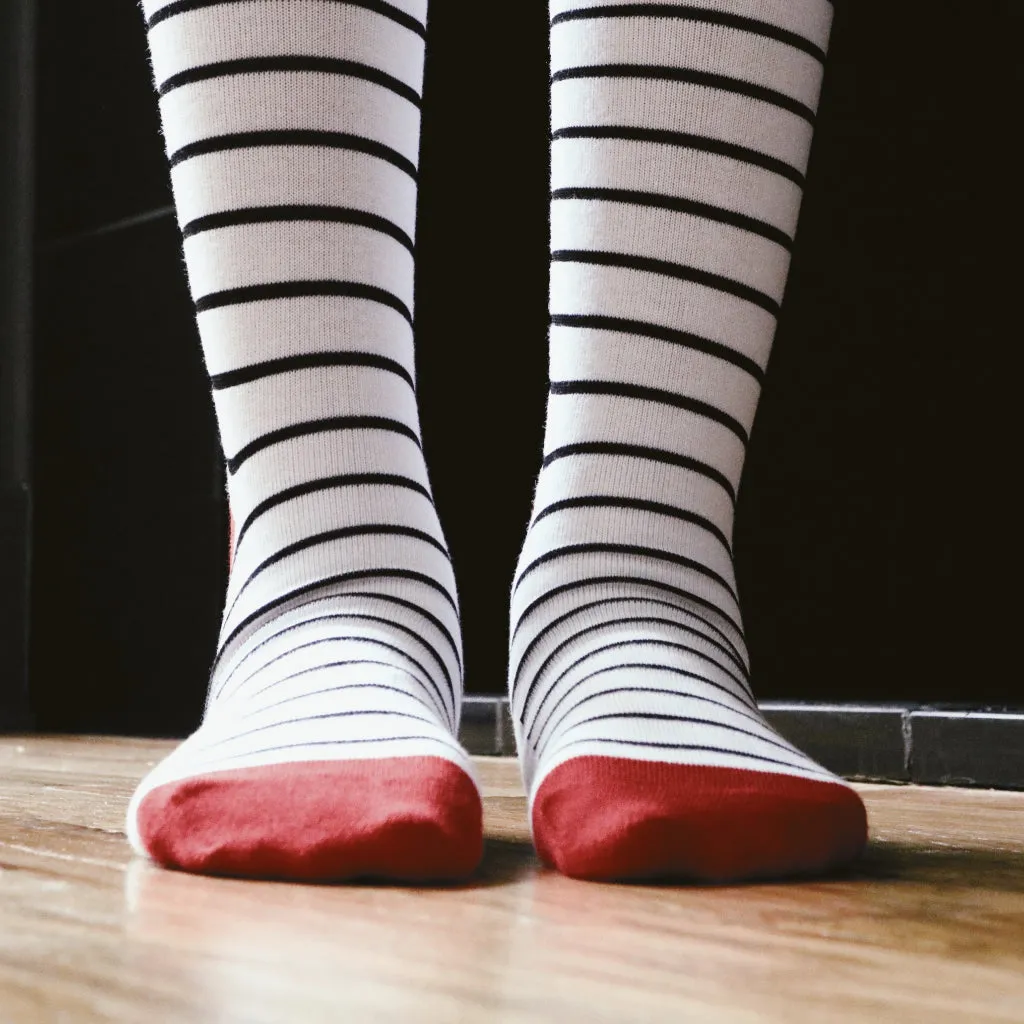 White with Black Stripes Socks