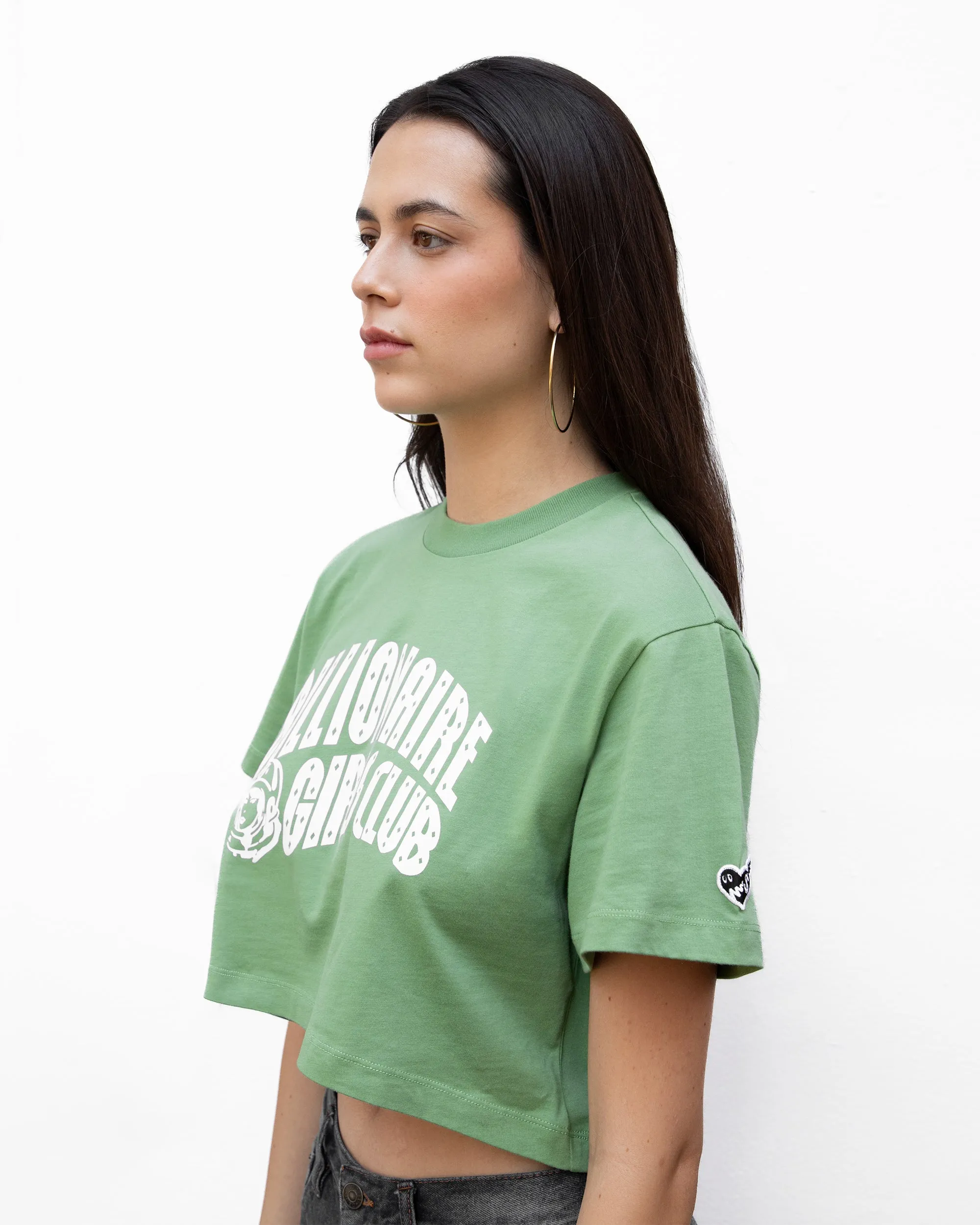 Womens Classic Curve Logo Cropped Tee