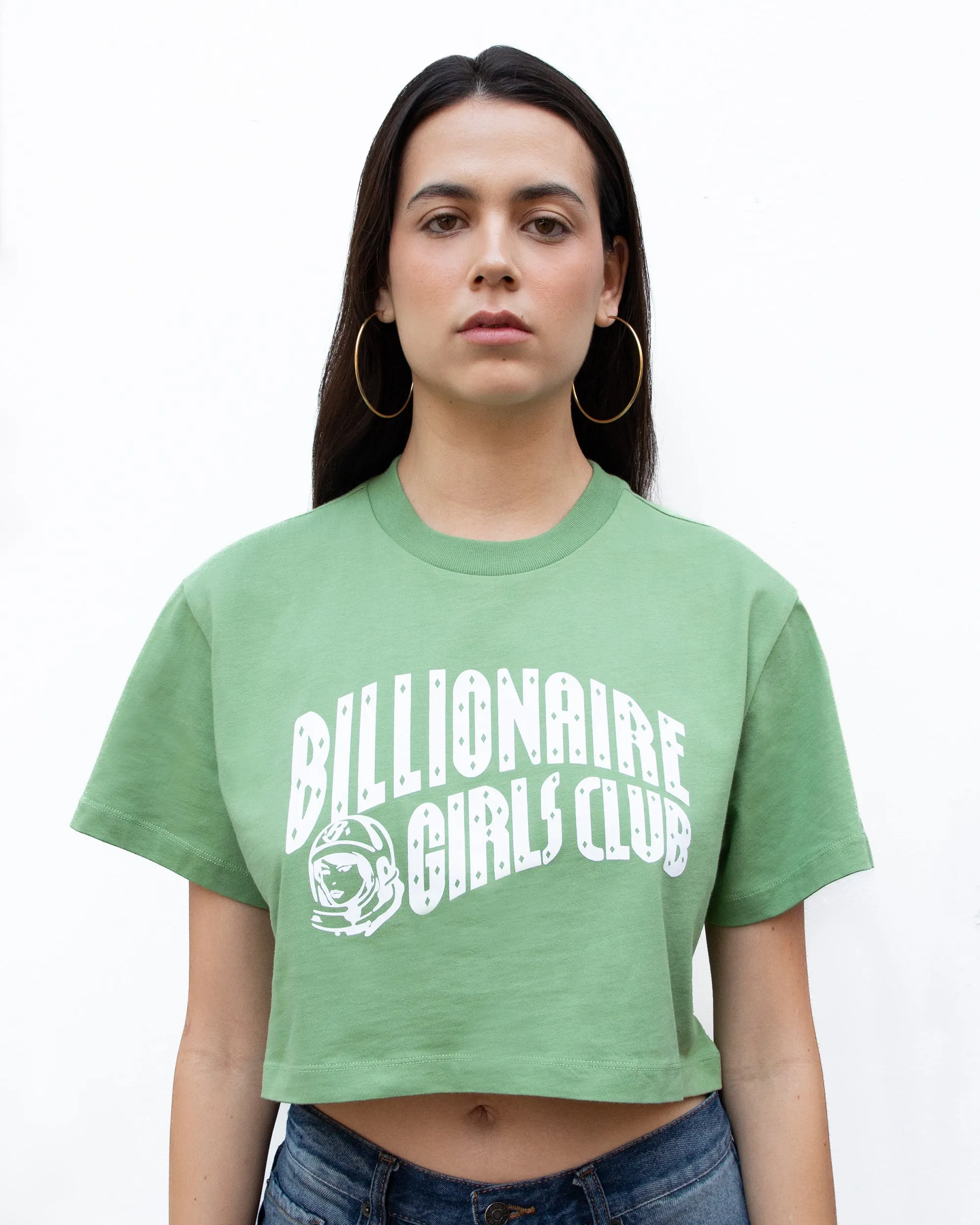 Womens Classic Curve Logo Cropped Tee