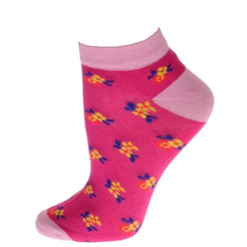 Women's Colorful Floral Pattern, Ankle Socks, Low Cut Cotton Socks, Fun Socks, Color Block Socks