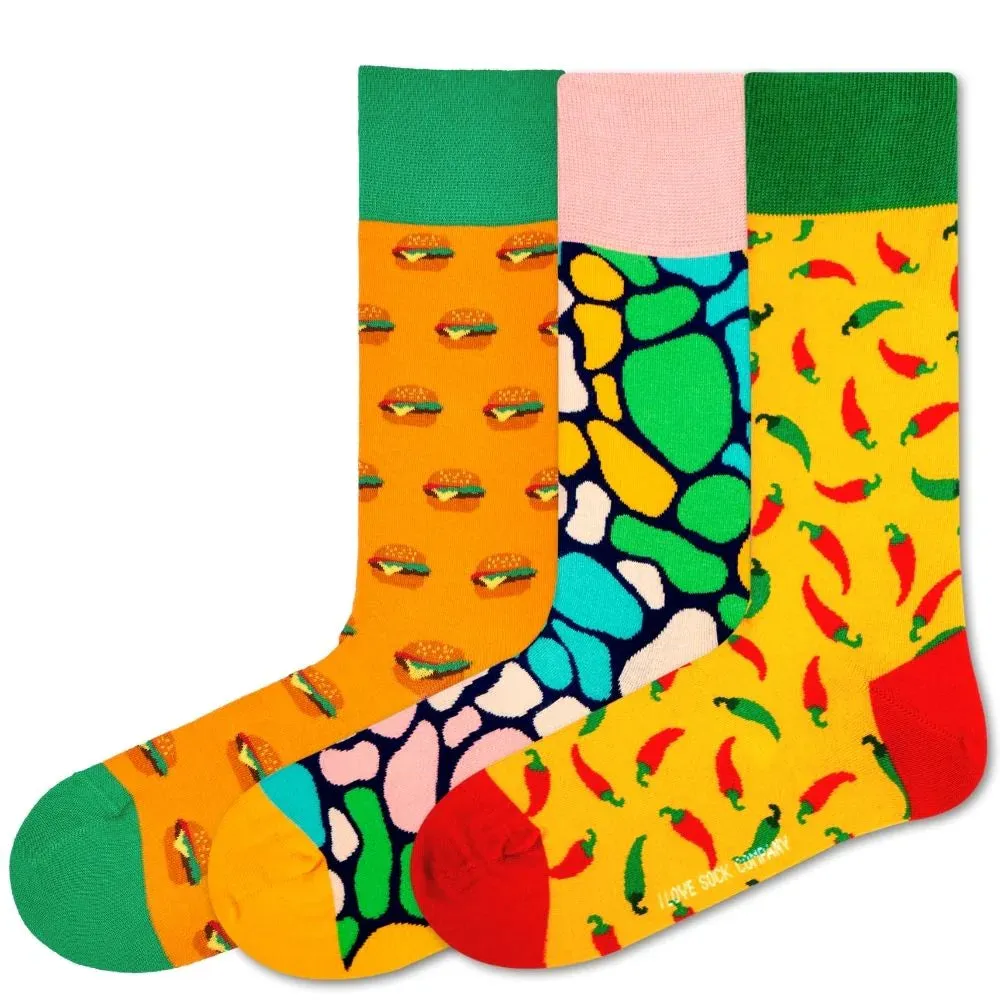 Women's Fun Novelty Crew Socks - Organic Cotton - Love Sock Company - Chili Burger