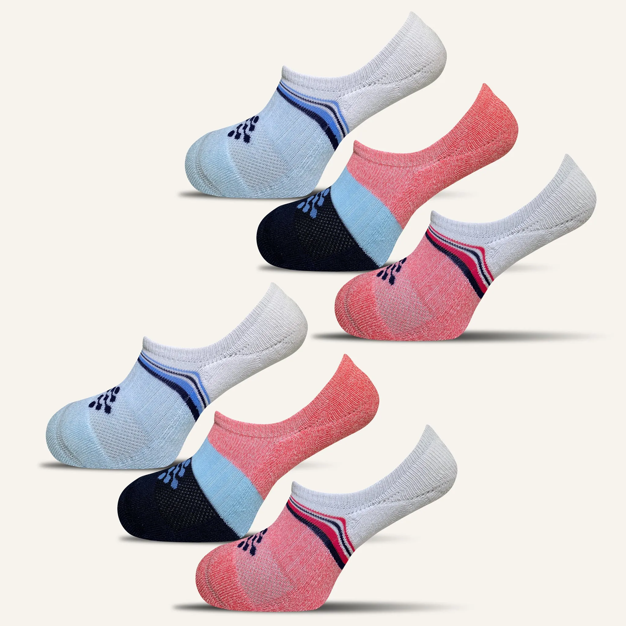 Women's Hidden No Show Socks with heel Tab - 6 Pair