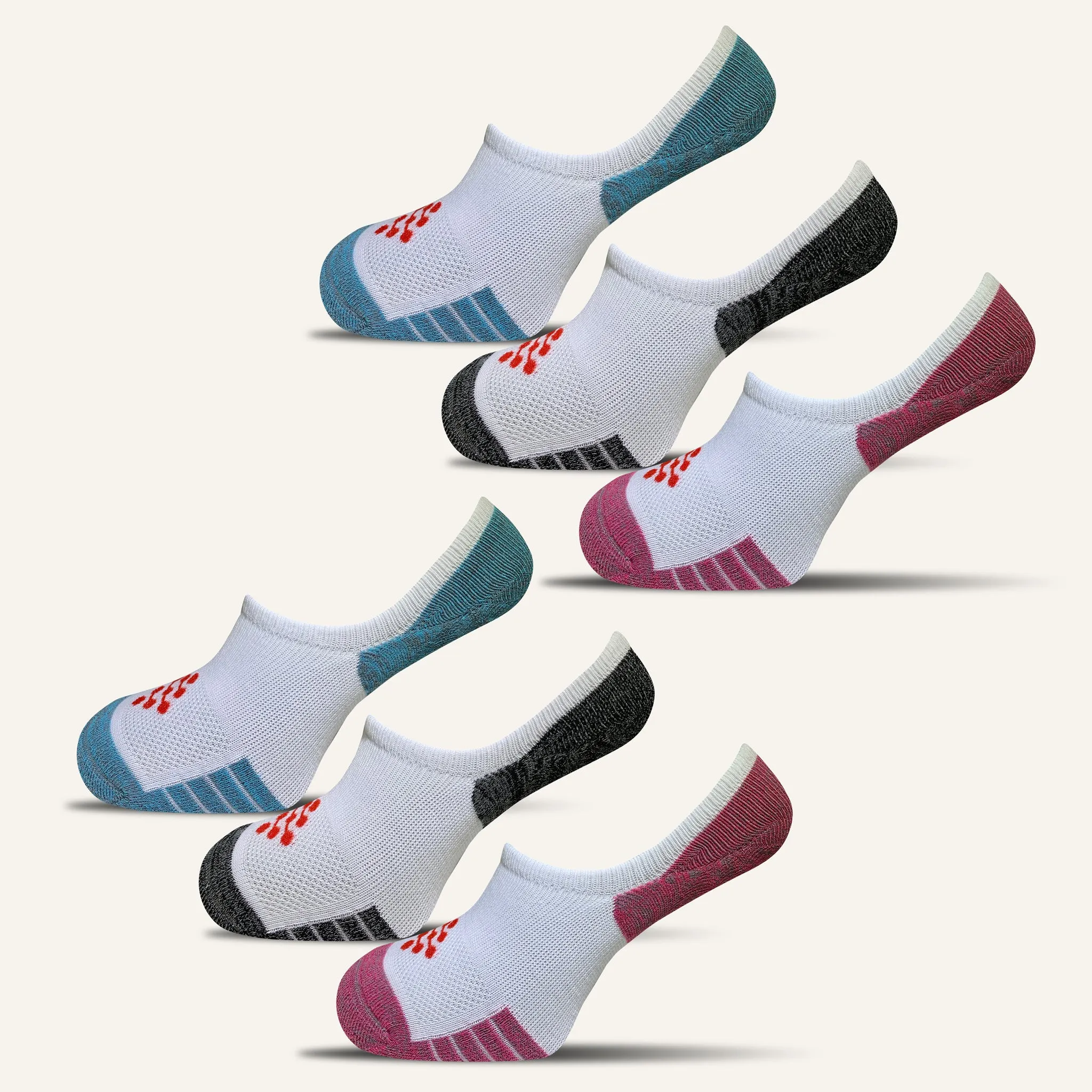 Women's Hidden No Show Socks with heel Tab - 6 Pair