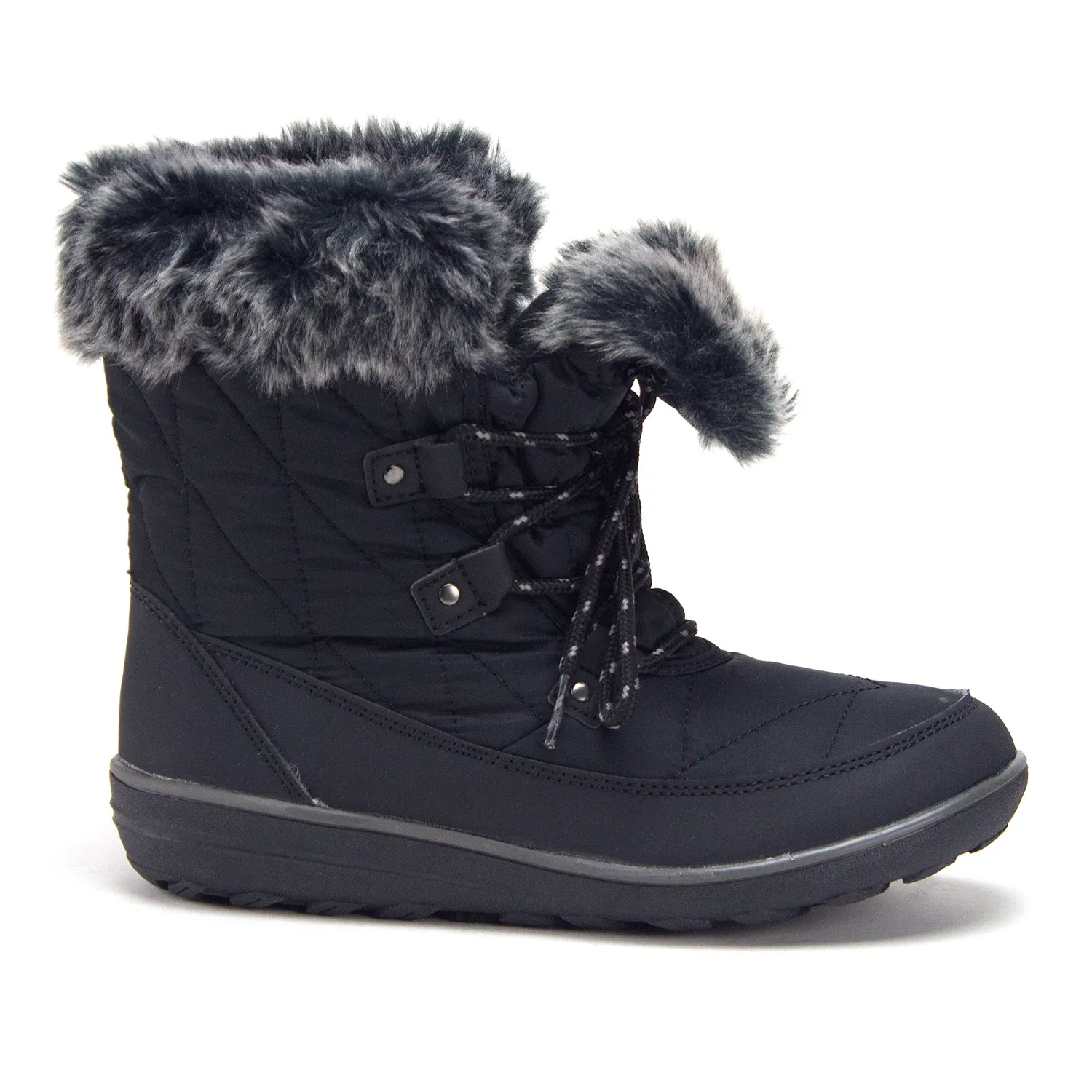 Women's Hike-02 Outdoor Fur Cuff Lace-Up Quilted Winter Snow Boots