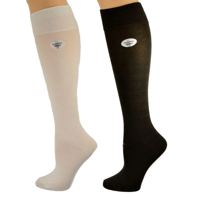 Women's Knee High Socks, Women's Classic Flat Knit Bamboo Knee Hi Socks, 2 pair Pack