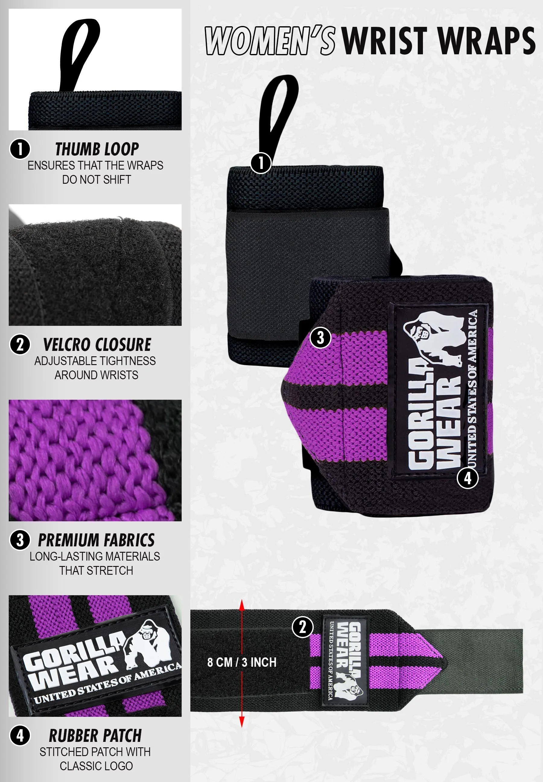 Women's Wrist Wraps - Black/Purple