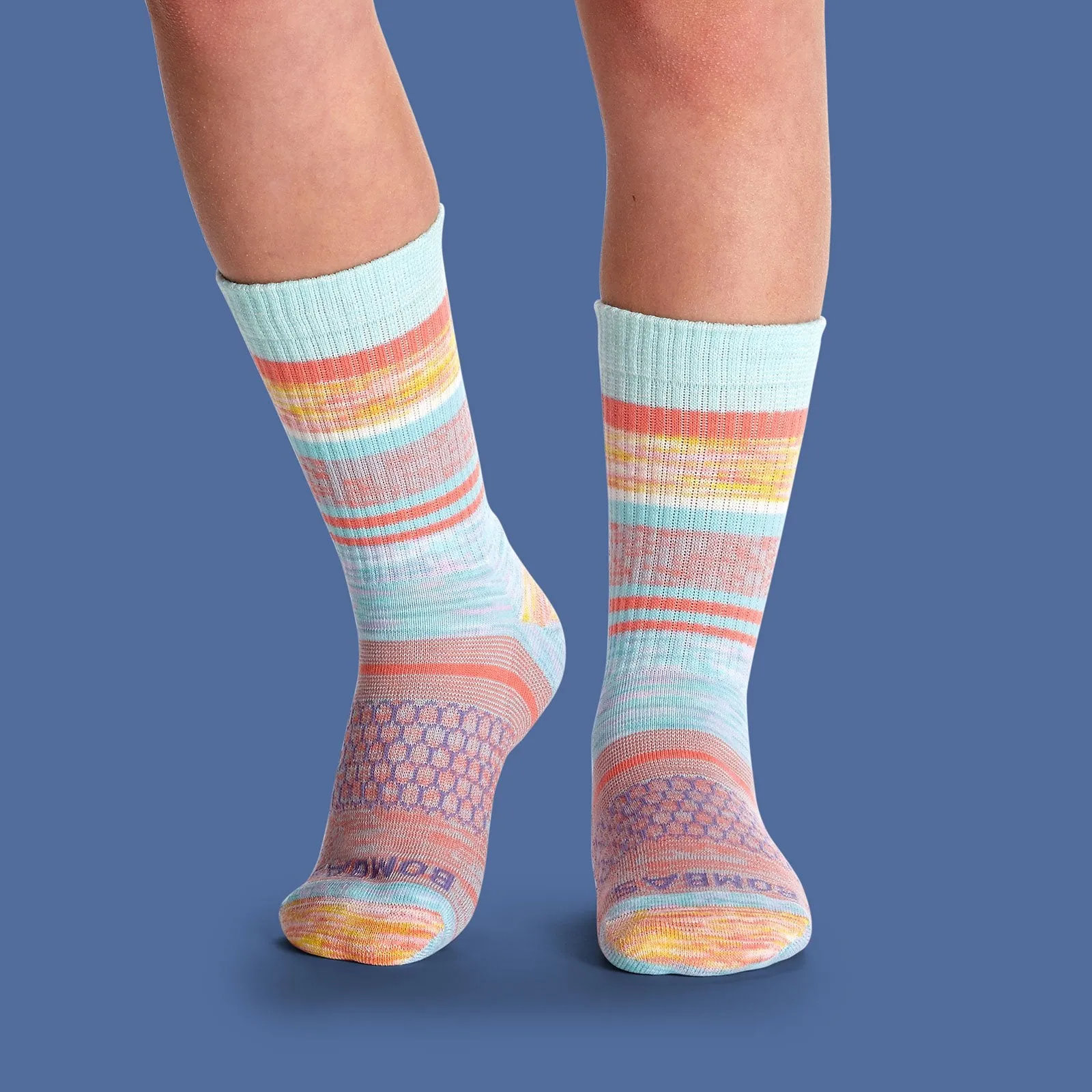 Youth Brush Stripe Calf & Ankle Sock 8-Pack