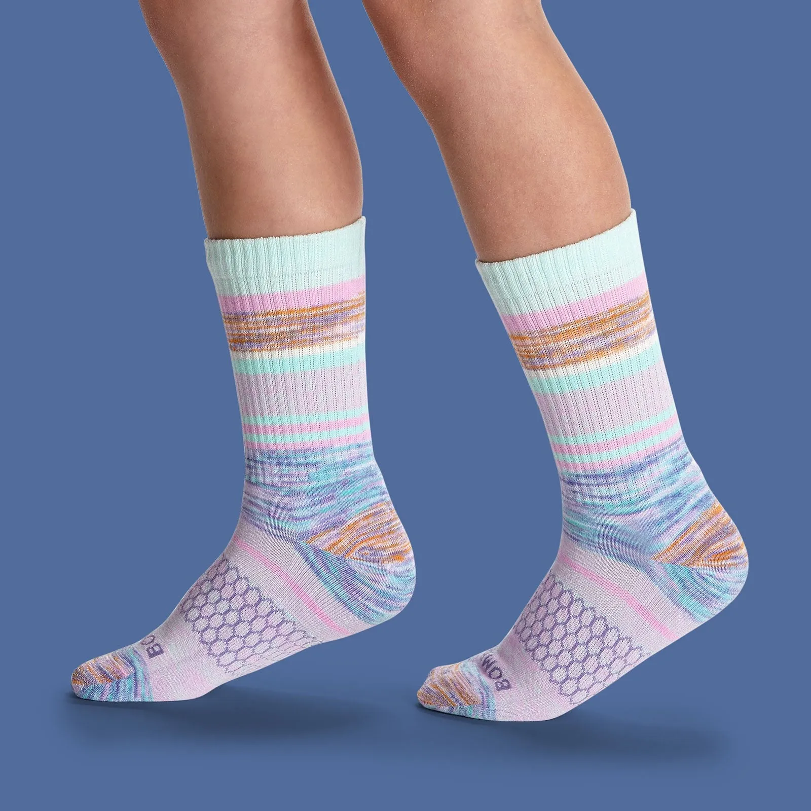 Youth Brush Stripe Calf & Ankle Sock 8-Pack