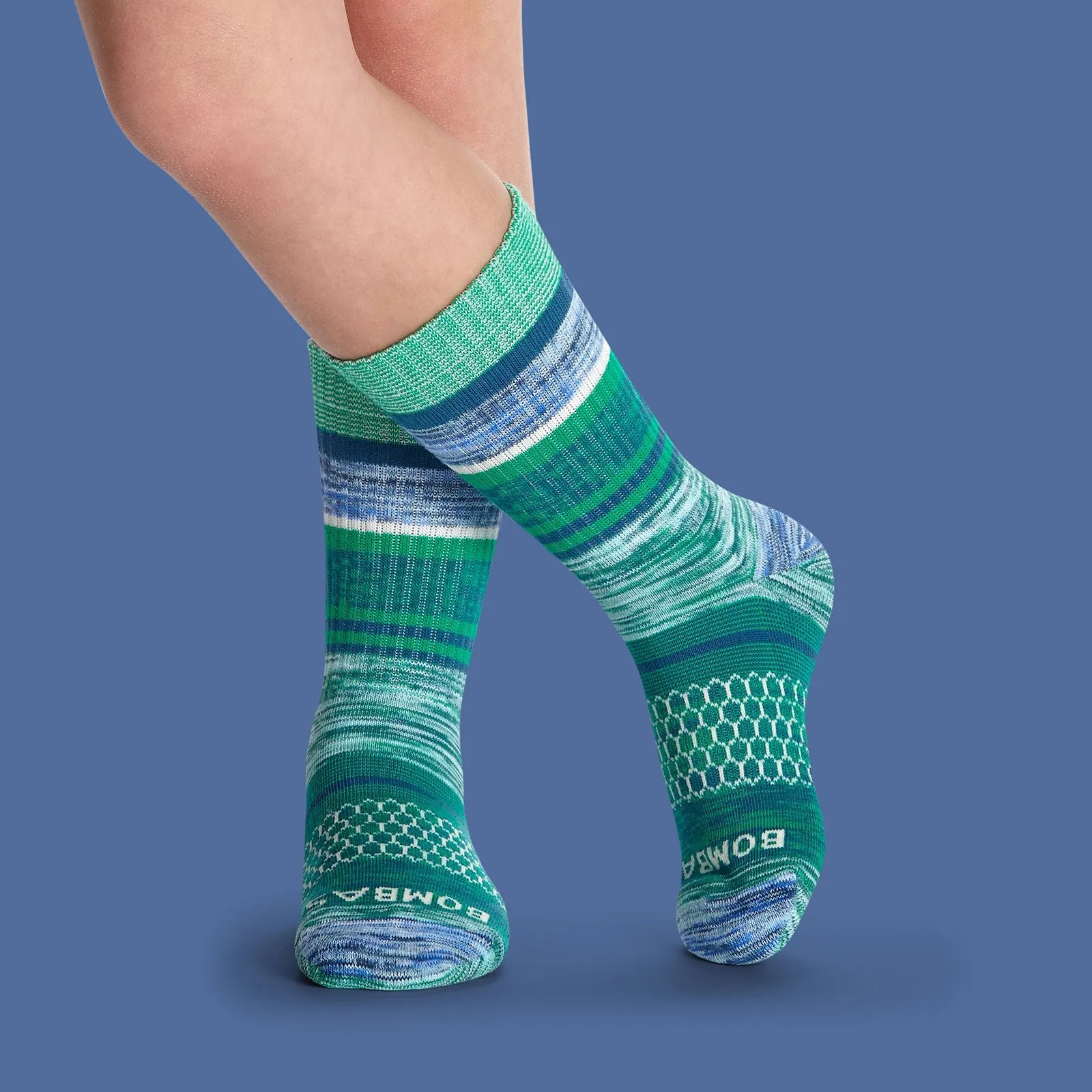 Youth Brush Stripe Calf & Ankle Sock 8-Pack