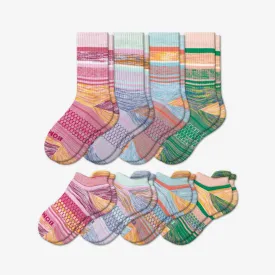 Youth Brush Stripe Calf & Ankle Sock 8-Pack