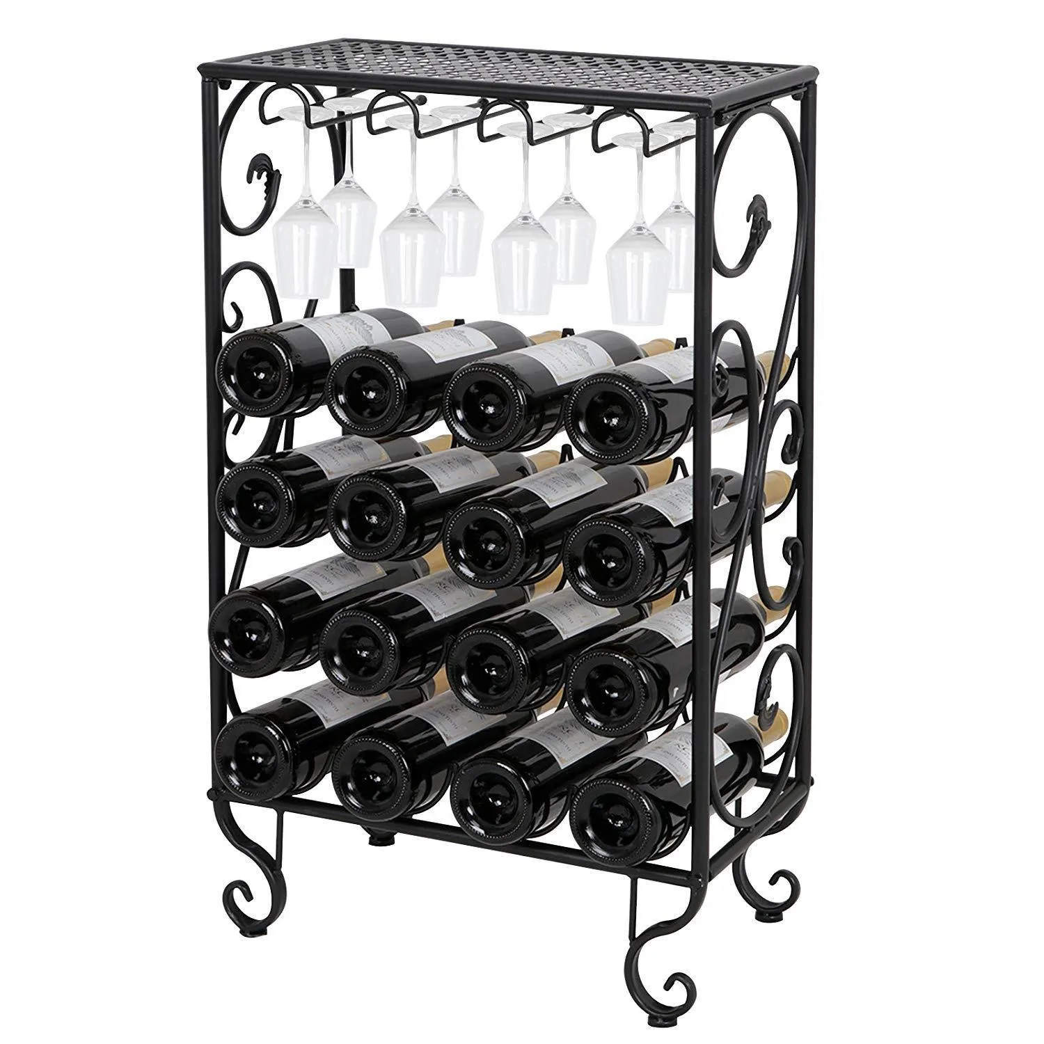 ZENY™ 16 Bottle Wine Bottle Holder Origanizer Free Standing Display Rack